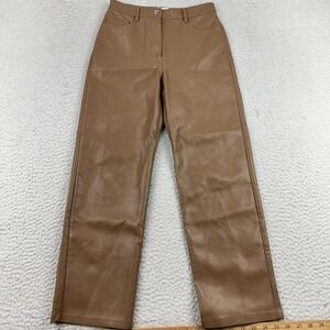 Aritzia Wilfred The Melina Pant Mid‎ Waisted Vegan Leather Brown Pants Size 2